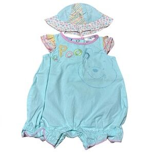 Vintage Disney Winnie The Pooh Preemie Romper & Sun Hat Set